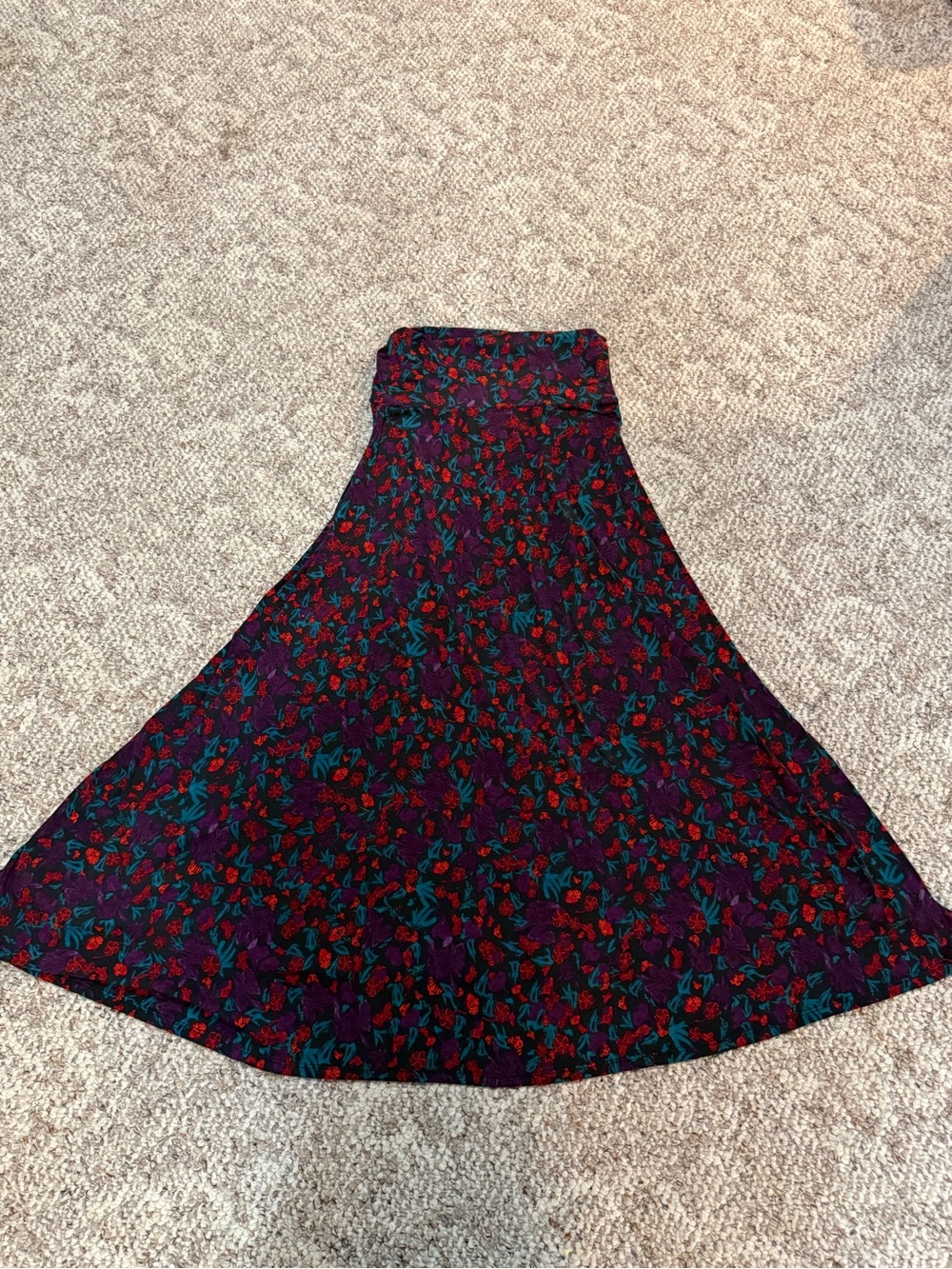 LuLaRoe A-Line Maxi Skirt in Purple, Red and Teal Floral